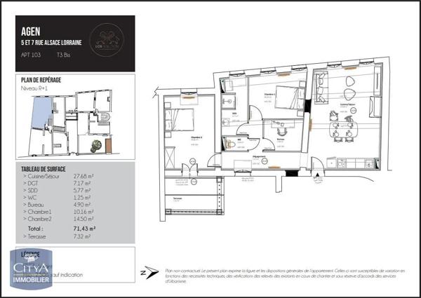 Appartement à louer 3 pièces 71.43m²