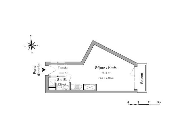 Location Studio 24.82 m² - 1 ALLEE DE NORMANDIE Vannes 56000