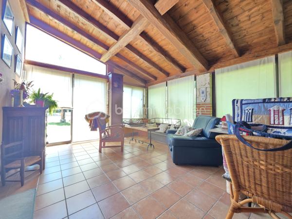 Située sur la commune prisée de Brax, à proximité immédiate du Passage d’Agen, cette belle maison familiale construite en 1994 développe 235 m² habitables sur une magnifique parcelle arborée d’environ 3 000 m².
Dès l’entrée, vous découvrirez un hall accueillant desservant un vaste espace de vie lumineux composé d’une cuisine conviviale ouverte sur 2 espaces séjours chaleureux avec une cheminée pour les moments en famille ou entre amis. 
Une buanderie/cellier attenant à la cuisine complète cet espace fonctionnel.
Le rez-de-chaussée propose également :
un WC indépendant,
une cave en sous-sol,
Une chambre pouvant faire office de bureau,
ainsi qu’un espace nuit comprenant une chambre, une salle de bain et un dressing.

À l’étage, un dégagement dessert :
une agréable mezzanine,
3 chambres supplémentaires,
un WC indépendant,
et une seconde salle de bain.

Côté annexes, la propriété bénéficie d’un double garage ainsi que d’un abri voiture.
À l’extérieur, tout a été pensé pour profiter pleinement des beaux jours : une superbe piscine au chlore de 11 x 5 mètres avec volet immergé, accompagnée de son pool house, offre un cadre de vie privilégié et intimiste.
1 wc exterieur.

Les prestations techniques viennent compléter le confort de cette maison :
Chauffage et production d’eau chaude au gaz de ville,
Cheminée
Huisseries double vitrage,
Volets bois,
Fibre optique,
Arrosage automatique,
Interphone et vidéophone,
Puits,
Assainissement tout-à-l’égout.
Taxe foncière : 2 783 €.
Une maison spacieuse et lumineuse, idéale pour une grande famille recherchant calme, confort et proximité des commodités.