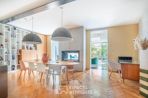 Meulière avec extension contemporaine et jardin