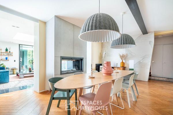 Meulière avec extension contemporaine et jardin