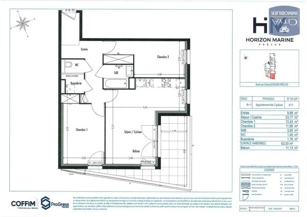 Appartement à louer 3 pièces 63.86m² Fréjus (83600)