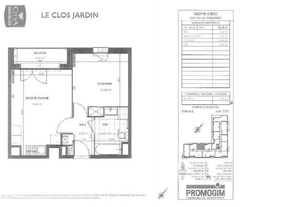 Appartement à louer 2 pièces 38.35m²