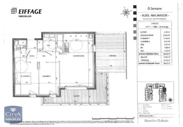 Appartement à louer 3 pièces 59.09m² Rueil-Malmaison (92500)