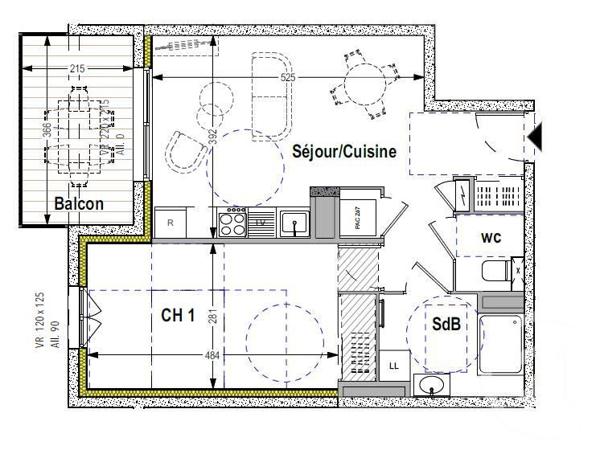 Appartement F2 à vendre  2 pièces - 47,70 m2 ANTHY SUR LEMAN - 74