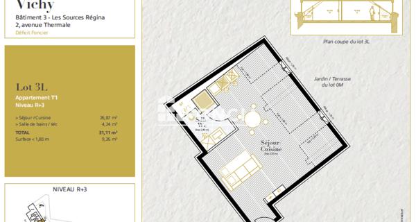 Location Studio 30.74 m² - Vichy 03200