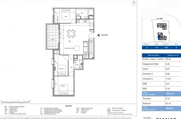 Antibes  4P appartement avec solarium 82m2- Nouvelle résidence avec piscine à 8 min des plages !