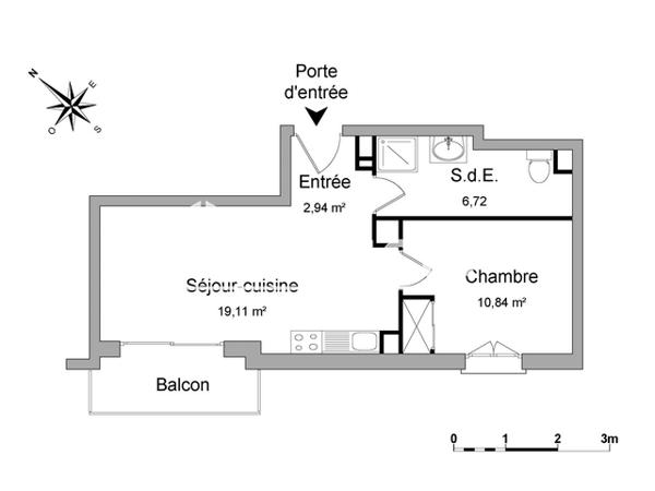 Location Appartement 2 pièces 39.61 m² - 40 RUE D'AOSTE Narbonne 11100