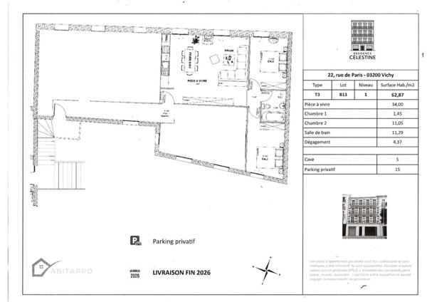 Appartement Vichy 3 pièce(s) 63 m2