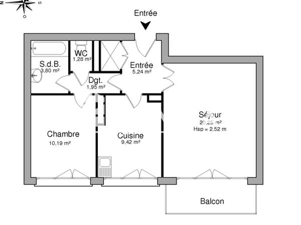Location Appartement 2 pièces 52.13 m² - 25/29, BOULEVARD D'ANJOU Rennes 35000