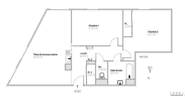 À vendre Appartement 3 pièces 62 m² - Villeurbanne 69100
