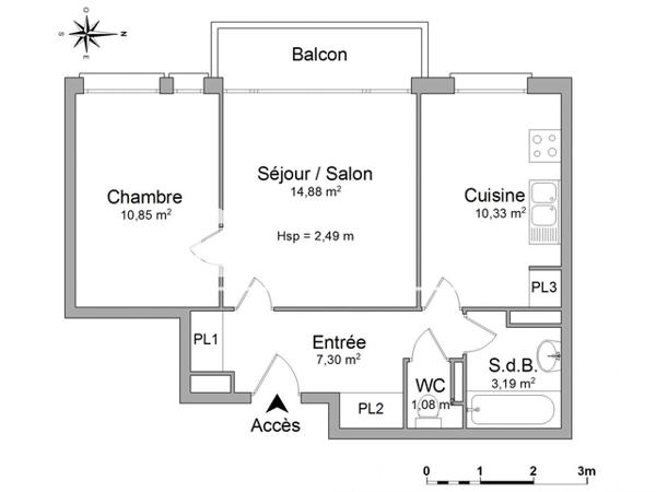 Location Appartement 2 pièces 47.63 m² - LYCEE Reims 51100