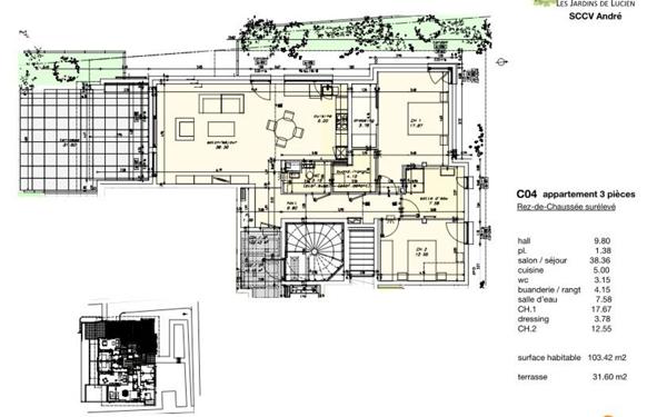Appartement à vendre    3 pièces • 103,42 m2 Eschau