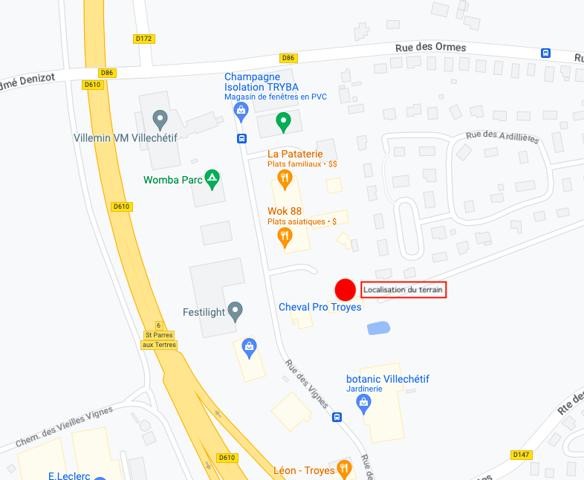 Villechétif (10410) TERRAIN COMMERCIAL 1380m² - SAINT PARRES AUX TERTRES