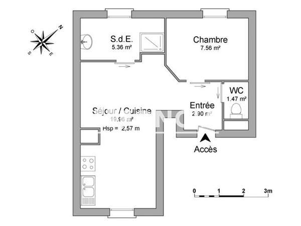 Location Studio 37.3 m² - 78 RUE DE REIMS Montigny Les Metz 57950