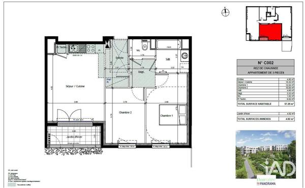 Appartement à vendre 3 pièces 57 m² Chennevières-sur-Marne
