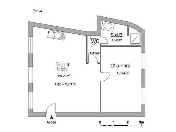 Location Appartement 2 pièces 45.88 m² - 24 RUE PLANTIN Tours 37000