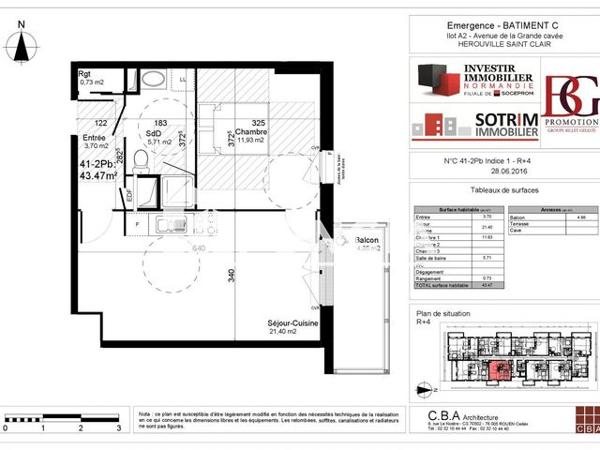 Location Appartement 2 pièces 43.47 m² - 6 BALLADE DES AMOUREUX Herouville Saint Clair 14200