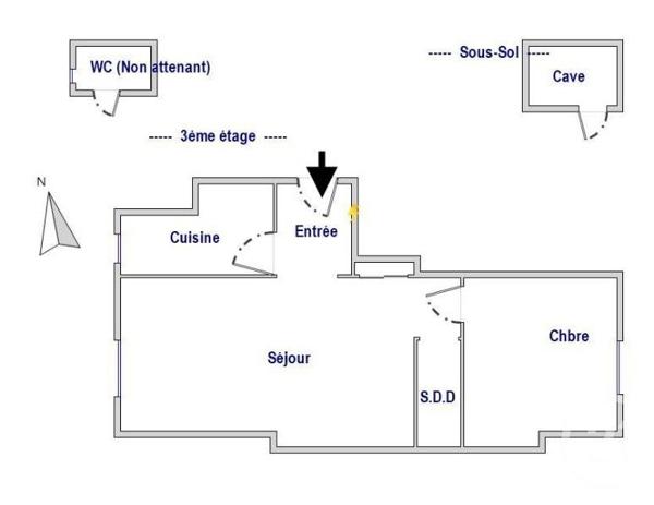 Appartement F2 à vendre  2 pièces - 34,43 m2 PARIS - 75019
