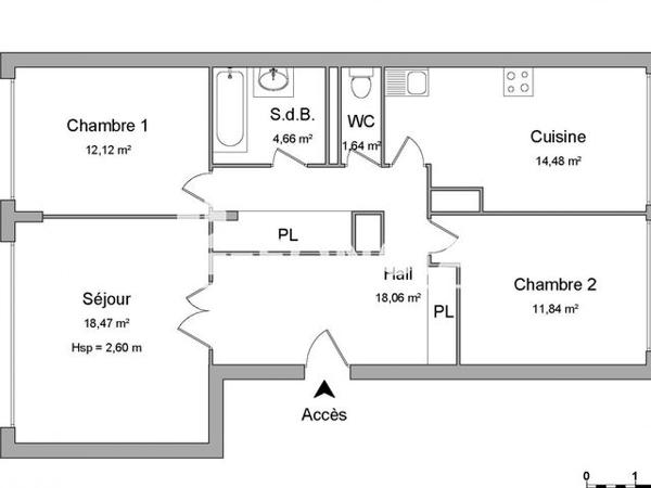 Location Appartement 3 pièces 81.27 m² - 51 AVENUE ROCKFELLER Lyon 69003