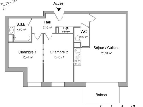Location Appartement 3 pièces 64.2 m² - 2 AVENUE DE LA CARTONNERIE Seclin 59113