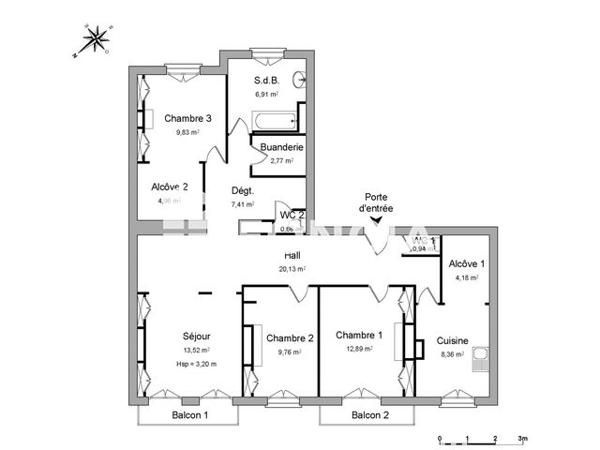 Location Appartement 3 pièces 102.32 m² - 63 AVENUE JEAN JAURES Lyon 69007