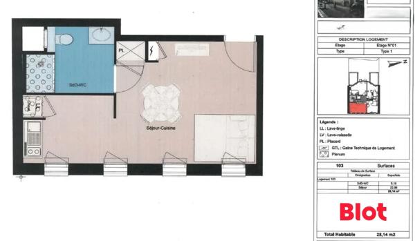 Appartement 1 pièce(s)