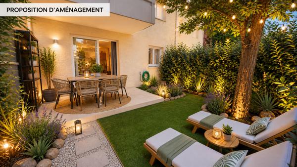 T2 sur Narbonne, vendu loué avec parking, terrasse et jardin