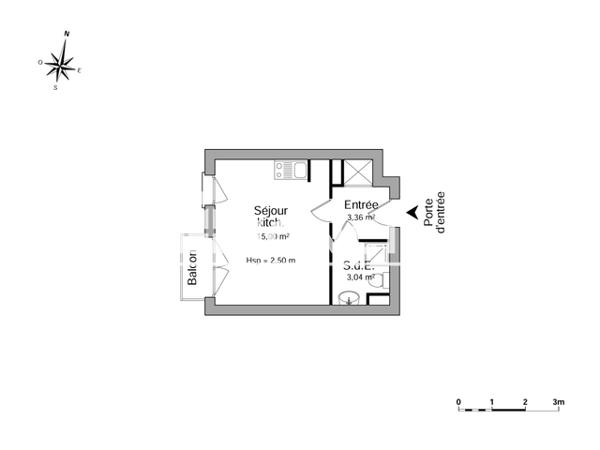Location Studio 21.4 m² - 16 AVENUE CROIX GUERIN Caen 14000