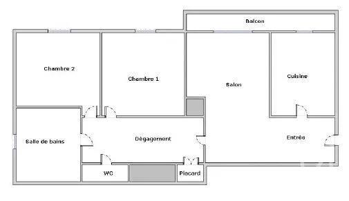 Appartement à vendre  3 pièces - 53,40 m 2   PARIS  - 75015