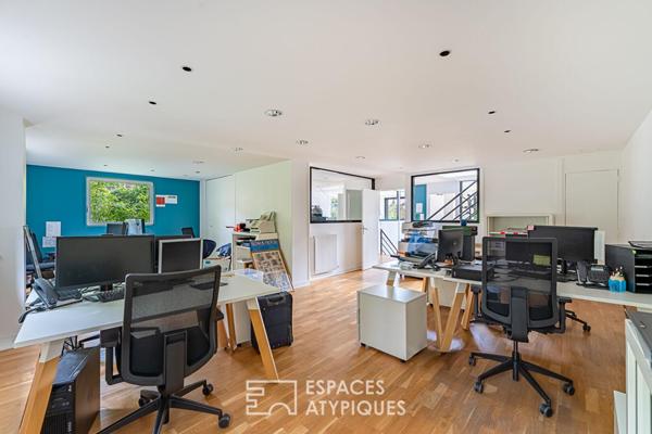 Bureaux transformables en maison-loft d’habitation avec toit-terrasse