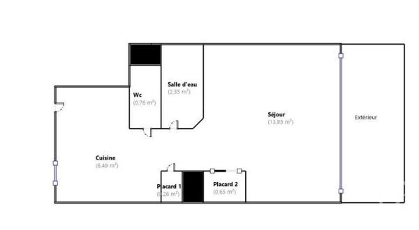Appartement F1 à vendre  1 pièce - 24,36 m2 VILLENEUVE LOUBET - 06