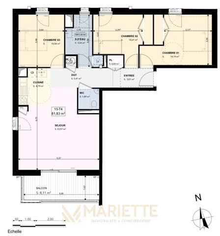 "KERLAEZ-15" Centre -ville - Type 4 de 82.05 m² , Concarneau