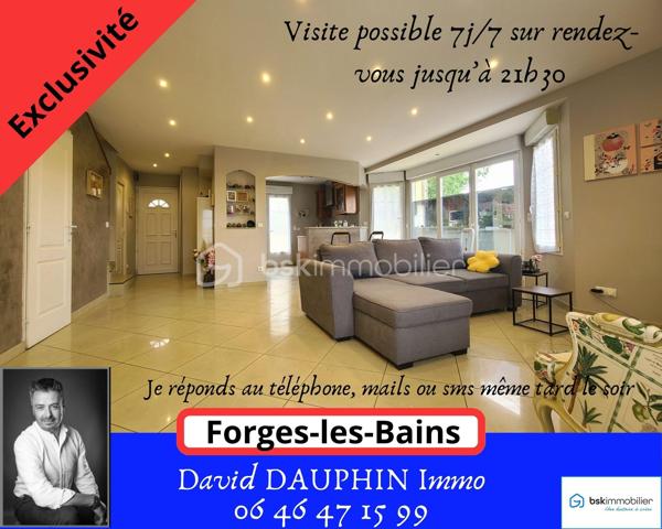 Venez découvrir, dans le charmant hameau de Malassis à Forges-les-Bains, ce pavillon de type F6 d’environ 119 m² habitables (96 m² Carrez), situé au calme dans une rue peu passante.
Dès l’entrée, vous serez séduit par une belle pièce de vie d’environ 37 m², particulièrement lumineuse grâce à ses grandes baies vitrées et à son exposition Ouest / Sud / Est. La cuisine ouverte de 9 m², parfaitement intégrée au séjour, offre un espace de vie convivial et spacieux. Ce niveau comprend également un WC indépendant avec lave-mains et un placard dans l'entrée.
La pièce de vie donne accès à une agréable terrasse ainsi qu’à un balcon, idéals pour profiter pleinement des beaux jours et de l’ensoleillement.
À l’étage, vous découvrirez trois chambres, dont une suite parentale, ainsi qu’une salle de bains et un WC indépendant avec lave-mains. Chaque chambre dispose de rangements intégrés.
Les combles aménagés offrent un espace supplémentaire particulièrement intéressant, avec une quatrième chambre ainsi qu’un palier pouvant être aménagé en bureau, idéal pour le télétravail ou un espace de travail au calme.
Pour compléter ce bien, les bricoleurs apprécieront un grand garage d’environ 63 m², comprenant notamment une partie buanderie et équipé d’une porte sectionnelle électrique.
Les atouts :
- Pavillon F6 d’environ 119 m²
- 4 chambres
- Pièce de vie lumineuse de 37 m²
- Cuisine ouverte de 9 m²
- Exposition Ouest / Sud / Est
- Chauffage au sol.
- Etanchéité balcon et murs extérieurs effectuée
- Nettoyage façade fait
- Terrasse et balcon
- Combles aménagés
- Espace bureau / télétravail
- Garage de 63m2 avec buanderie
- Porte sectionnelle électrique
- Environnement calme
- Ramassage scolaire à 1mn à pied (maternelle et primaire sur Forges, Lycée et collèges sur Limours)
Un bien familial offrant de beaux volumes, de nombreux rangements et un important espace de garage, dans un environnement résidentiel recherché.
***** VISITE POSSIBLE 7j/7 sur Rdv jusqu'à 21h30 *****
Je réponds aux sms, appels et mails même tard le soir.