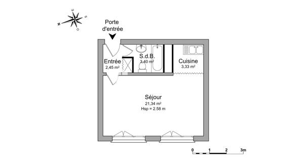 Location Studio 30.52 m² - La Madeleine 59110