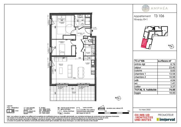 Appartement 3 pièces 75 m2