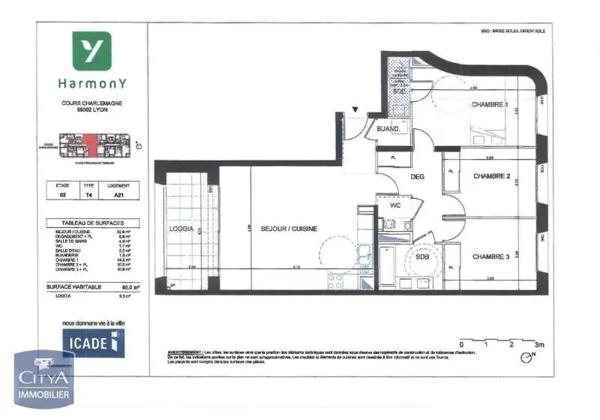 Appartement à louer 4 pièces 85m² Lyon 2e Arrondissement (69002)