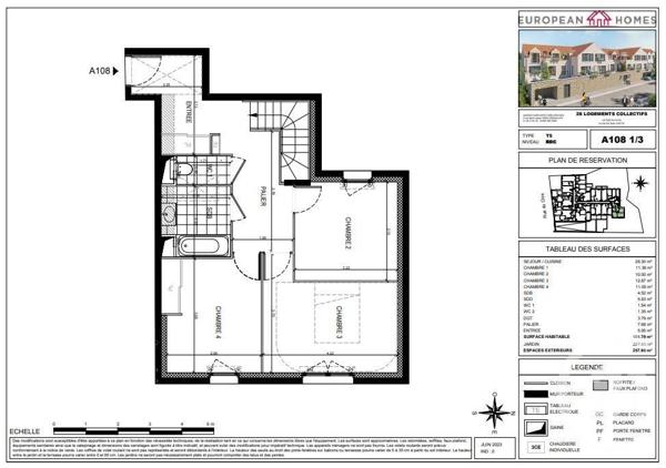 Appartement F5 à vendre  5 pièces - 104,29 m2 GIF SUR YVETTE - 91