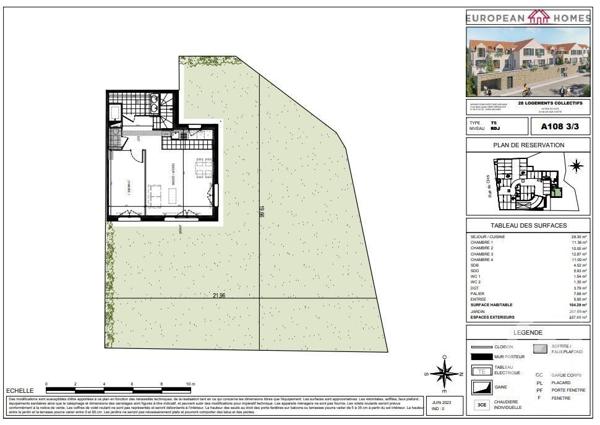 Appartement F5 à vendre  5 pièces - 104,29 m2 GIF SUR YVETTE - 91
