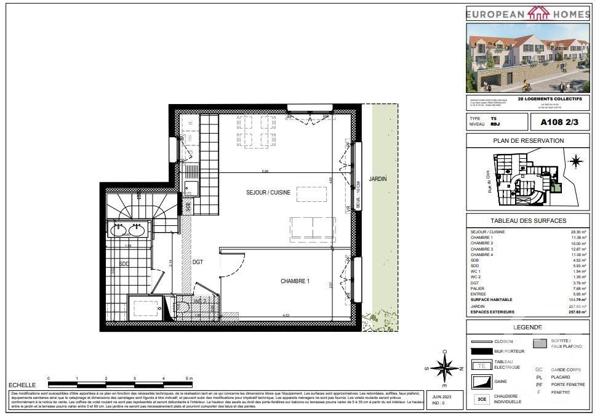 Appartement F5 à vendre  5 pièces - 104,29 m2 GIF SUR YVETTE - 91