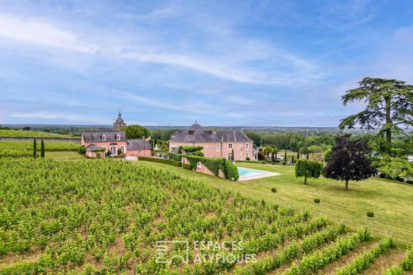Propriété d’exception au sein d’un ancien moulin et de son vignoble bio avec vue