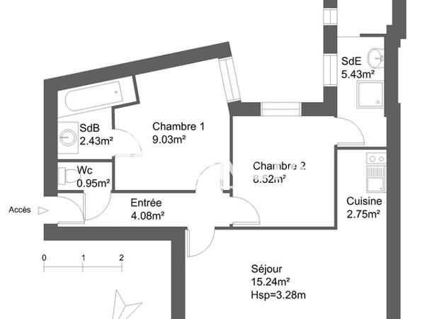 Location Appartement meublé 3 pièces 48.43 m² - 29-31 RUE AMBROISE Bordeaux 33800