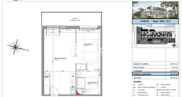 Location Appartement 2 pièces 47.51 m² - Tours 37200