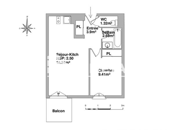Location Appartement 2 pièces 35.63 m² - 11 AVENUE DE LA MARNE Tarbes 65000