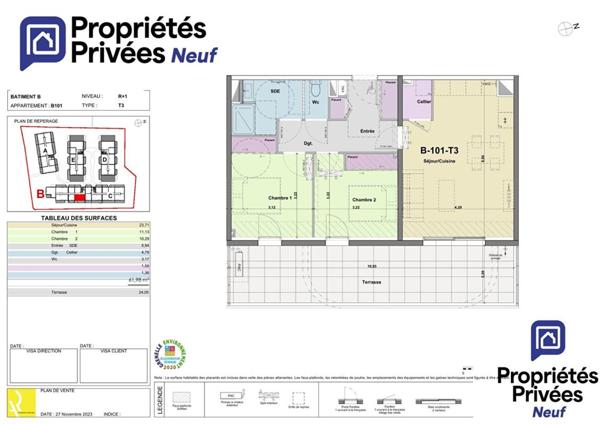 Appartement  3 pièce(s) 61.98 m2