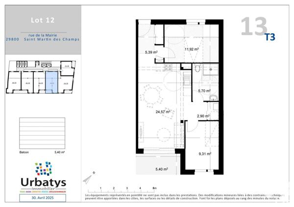 Appartement à vendre 3 pièces 59 m² Saint-Martin-des-Champs