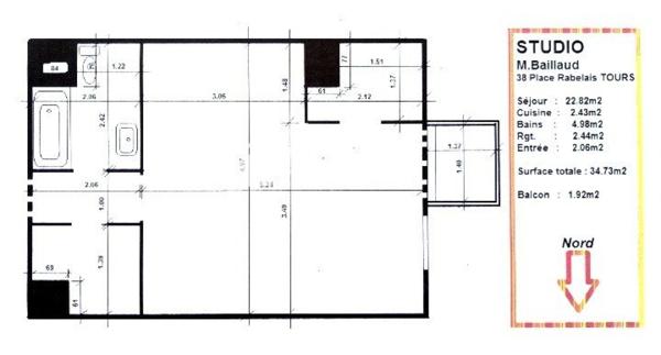 Appartement type1 de 35m² place Rabelais