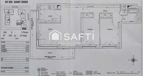 APPARTEMENT F3 AVEC PARKING  VENDU LOUÉ