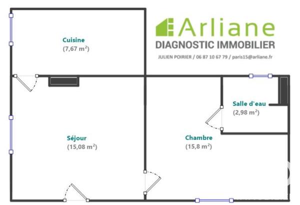 Appartement à vendre 2 pièces 41,53 m² Paris 17