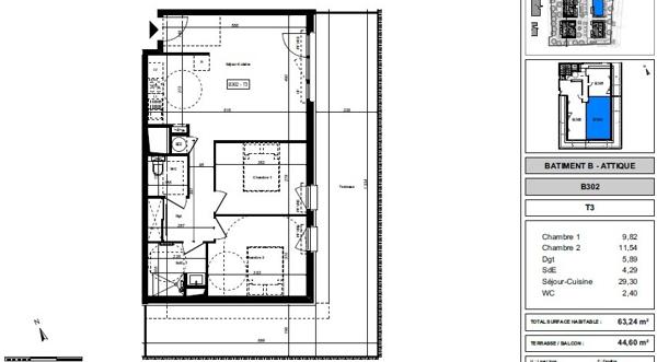 A vendre Programme neuf Appartement T3 Saint Pierre Du Mont ascenseur terrasse parking